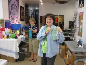 Madelyn gets a treasure of fabric!